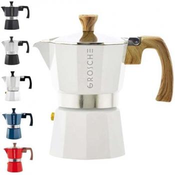 GROSCHE Milano 3-Cup Direct Fire Moka Pot Espresso Maker (White)