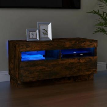 Mueble de TV con luces LED y diseño moderno en color roble ahumado 80x35x40 cm