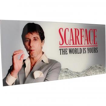 THE WORLD IS YOURS FONDO GRIS POSTER DE VIDRIO SCARFACE 60x30 CM