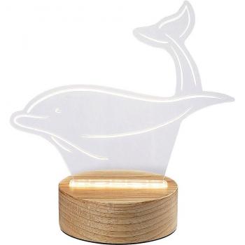 Lámpara de Mesa Akali - Madera de Haya con Acrílico Transparente - LED 2W - Luz Cálida 3000K - Dimensiones: 19cm x 20.5cm