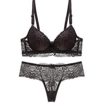SHEKINI Conjuntos de lencería Push up Sujetador y Tanga de Encaje Sexy Lingerie Set Sujertador Mujer con Aros sin Relleno Cómoda Bra y Tanga