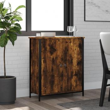 Aparador de madera de ingeniería 70x30x80 cm en color roble ahumado, mueble de almacenaje para salón, buffet, armario auxiliar y armario de almacenamiento