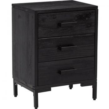 vidaXL Bedside Cabinet Black 36x30x54 cm Solid Pinewood