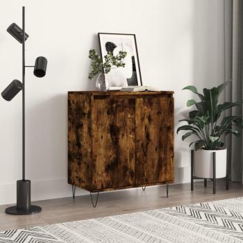 Aparador de madera contrachapada 60x35x70 cm color roble ahumado, mueble de almacenaje para salón, buffet, armario auxiliar y armario de almacenamiento