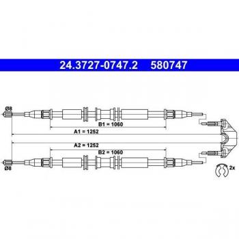Cable de freno de mano ATE 24.3727-0747.2