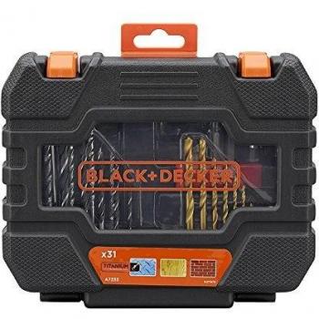 BLACK+DECKER A7233 A7233 Juego de 31 Piezas para Atornillar y Taladrar con Maletin de fácil Transporte y Brocas Titanio