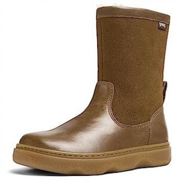 Botas Camper Kiddo High marrón infantil para niña, piel con borrego interior y cremallera, talla 28 EU