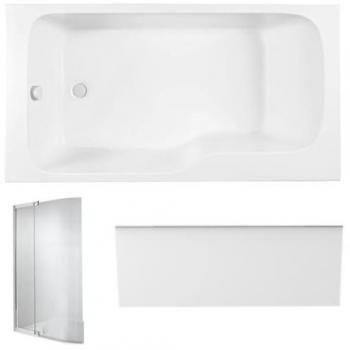 Pack bañera ducha 170 x 90 Jacob Delafon Malice izquierda + delantal de nicho + mampara de bañera