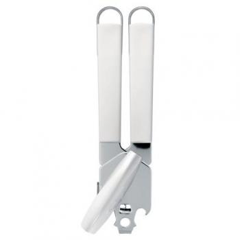 Brabantia 400629 - Abrelatas con asidero de plástico, Color Blanco y Gris