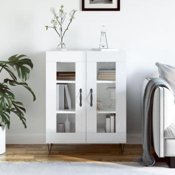 Aparador de madera contrachapada blanco pulido 69,5x34x90 cm