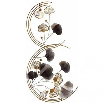 Decoración Colgante Flores Mural Azul Dorado Metal Cobre (80 x 151 x 5,5 cm)