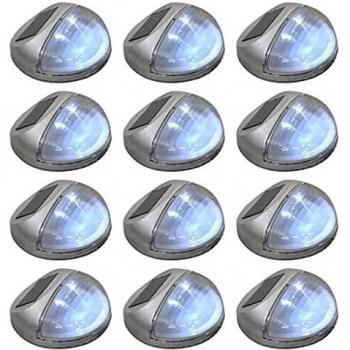vidaXL 12x Lámparas Solares LED Exterior Redondas Pared Plateadas Patio Jardín