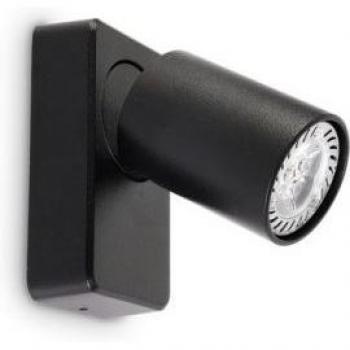 Lámpara de pared Rudy Metal Negro 1 bombilla 12,5cm GU10 Ideal Lux