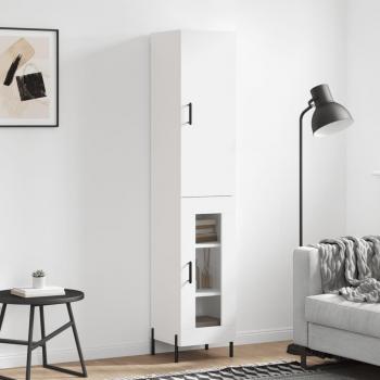 Aparador alto de madera contrachapada blanco 34,5x34x180 cm