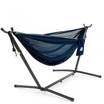Hamaca de Malla Vivere con Soporte (280 cm) - Marino/Turquesa