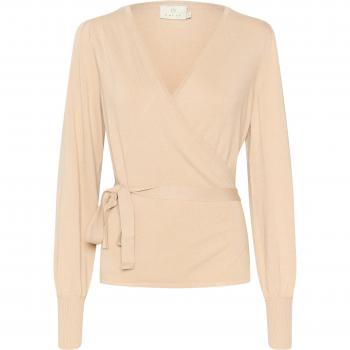 Beige Slim Fit Women's Cardigan with Tying Belt - Kaffe Anno Astrid 2XL