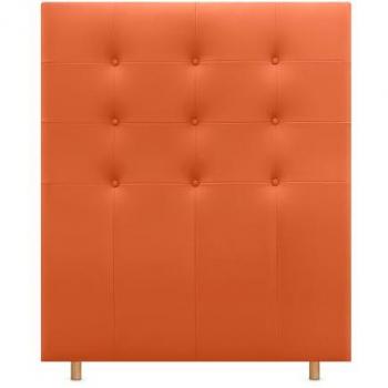 Cabecero Capitoné hasta el Suelo 110cm Tapizado en Polipiel Naranja para Camas Individuales y Matrimonio