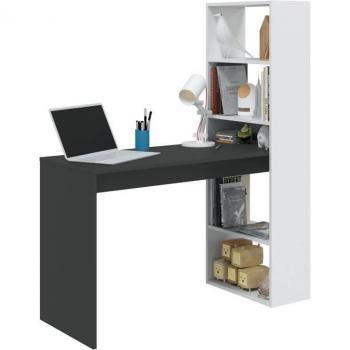 Mesa de Escritorio con Estantería Duplo/Gio Plus Blanco Artik/Antracita 144x120x50 cm