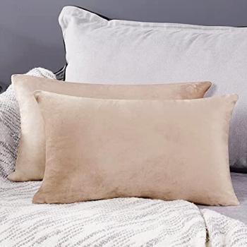 Deconovo Fundas para Cojines de Almohada del Sofá Cubierta Suave Decorativa Protector para Hogar 2 Piezas 30 x 50 cm Caqui Claro