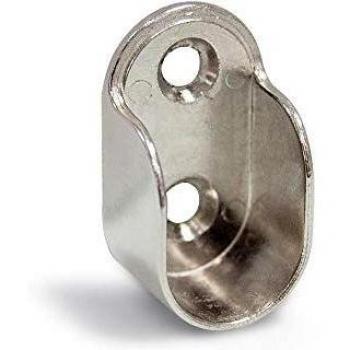Emuca 7060825 Soporte Lateral para Barra de Armario Oval, Gris Metalizado, Set de 10 Piezas