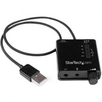 StarTech.com ICUSBAUDIO2D Tarjeta de Sonido Estéreo USB Externa Adaptador Conversor con Salida SPDIF - 1x USB A Macho - 2x Mini-Jack Hembra - Negro