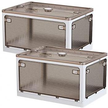 Joybos Set de 2 Cajas de Almacenamiento Plegable Transparentes 110L (55x2) - Apilables con Asas