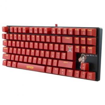 Teclado Mecánico Gaming TKL Retroiluminado One Piece Luffy con Ratón QWERTY Burdeos, Compatible con PC y Consolas