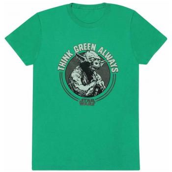 Camiseta De Manga Corta Star Wars Yoda Piensa Verde Talla S