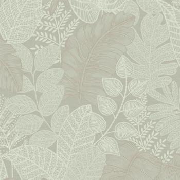Sage Green Scattered Leaves Metallic Non-Pasted Wallpaper