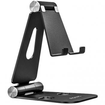 Aisens Soporte de Sobremesa Tamaño XL Ajustable con 2 Pivotes para Smartphone/Tablet hasta 10 - Negro (MS2PXL-096)