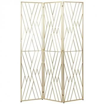 Biombo decorativo plegable de 3 paneles de hierro con marco de metal dorado Asolo