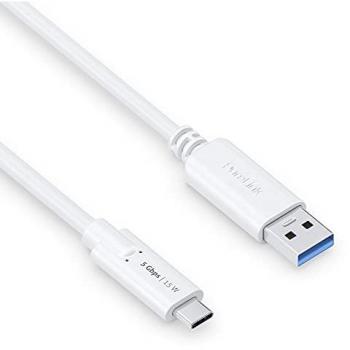 Cable USB-C a USB-A, 1 m, USB 3.1 Gen 1, transferencia de datos 5 Gbps, blanco