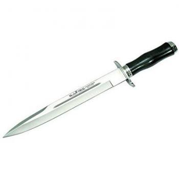 Electropolis Cuchillo Enterizo de Caza Muela Urial URIAL-26M, puño micarta Negra, Casquillo y cruceta de Acero Inoxidable, tamaño Total 37,5 cm + Tarjeta Multiusos de Regalo