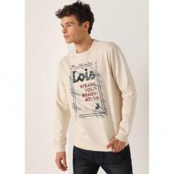 Sudadera gráfica beige para hombre con cuello redondo de Lois Jeans