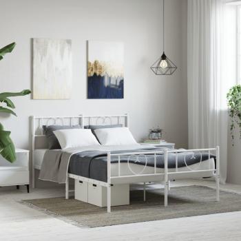 Estructura cama metal con cabecero y estribo blanco 120x190 cm Vidaxl