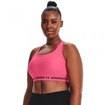 Under Armour Women's Pink Black Crossback Mid Sports Bra - XL