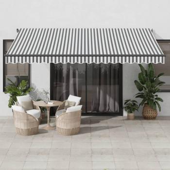 Toldo retráctil manual con LED antracita y blanco 450x300 cm Antracita