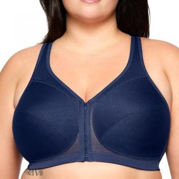 Glamorise Front Closure Wireless Support Bra, Size 120, Cup G, Navy Blue