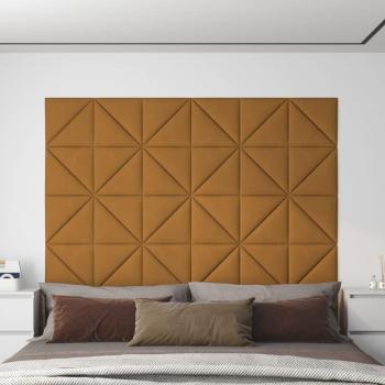 Paneles de pared terciopelo marrón 30x30 cm, 12 piezas, 0,54 m²