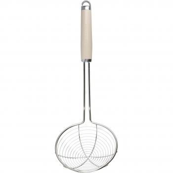Espumadera de Acero Inoxidable KitchenAid, Color Crema, Resistente a la Oxidación, Apta para Lavavajillas