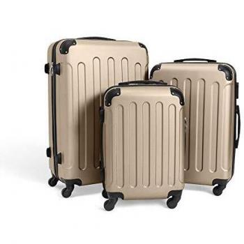 Set de 3 maletas Trolley, Maletas sólidas con ruedas - Champagne