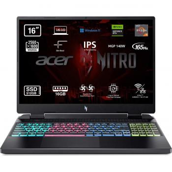 Acer - Portátil Gaming Acer Nitro 16, Ryzen 7, 16GB RAM, 512GB SSD, GeForce RTX 4050 6GB, Pantalla de 16, Windows 11.