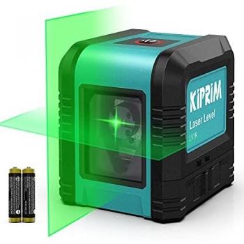 Nivel Láser de 5 m, Nivel Láser Cruzado Kiprim LV1D Láser Vertical / Horizontal de Doble Línea, IP54 a prueba de polvo, impermeable, antigoteo de 1 m, nivelación automática de ± 4 °