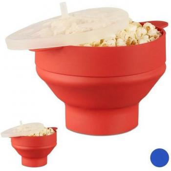 Set de 2 Palomiteros de Silicona para Microondas, Plegables, Sin Aceite, Color Rojo