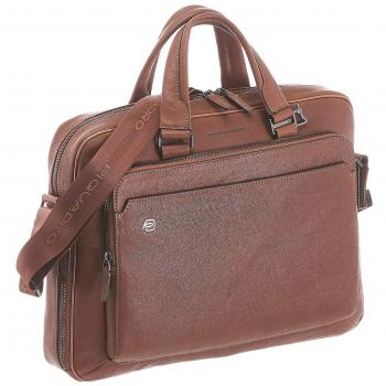 Piquadro Unisex Leather Handbag Brown SS23 with Laptop Compartment 40 cm