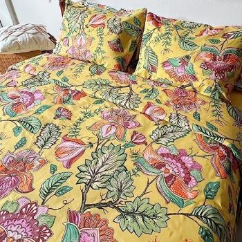 Funda Nórdica Estampada Paisley Mostaza 100% Algodón con Fundas de Almohada para Cama de 150 cm