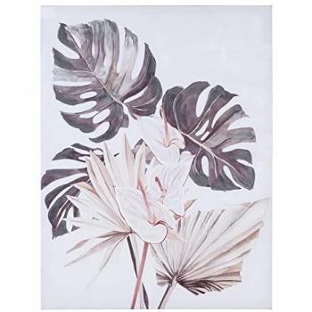 Cuadro Lienzo Hojas Gris 60 x 80 cm