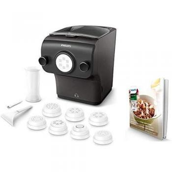 Philips Máquina para Hacer Pasta - Totalmente Automática, Pesaje Automático, 8 Moldes, Libro Recetas, Gris/Negro