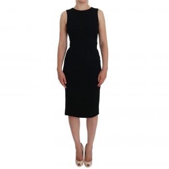 Dolce & Gabbana Black Stretch Crystal Sheath Gown Dress - IT38|XS, Midi Dresses, female, Black, Size: 2XS