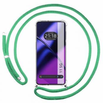 Funda Colgante Transparente Antigolpes con Cordon Verde Agua para Oneplus 11 5G